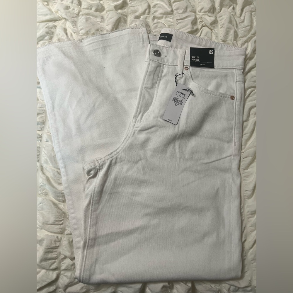 Express White High Rise Wide Leg Pants